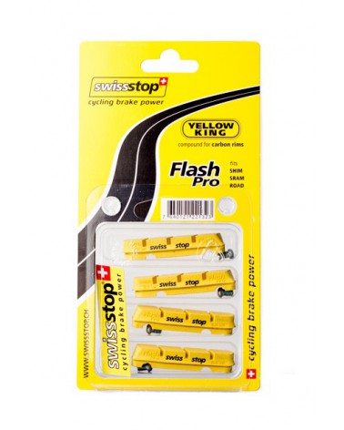 Kit 4 Zapatas Swissstop Flash Pro Amarillo Carbono