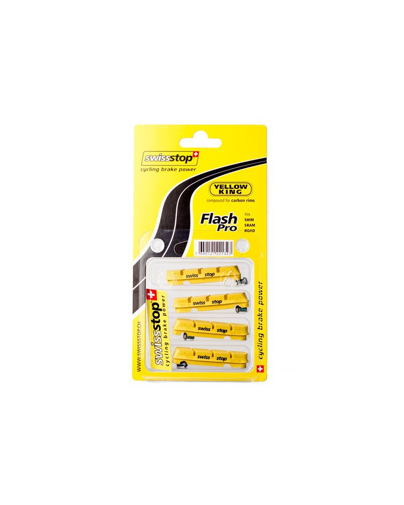 Kit 4 Zapatas Swissstop Flash Pro Amarillo Carbono
