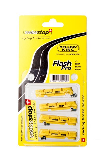 Kit 4 Zapatas Swissstop Flash Pro Amarillo Carbono