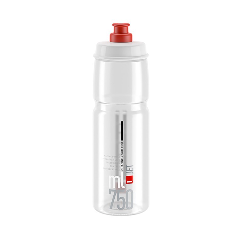 Bidon Elite Jet Plus transparent avec logo rouge 750 ml.|bidons