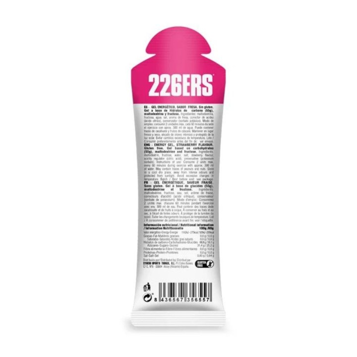 Gel 226ERS High Fructose 80g Fresa|Nutrición ciclismo|