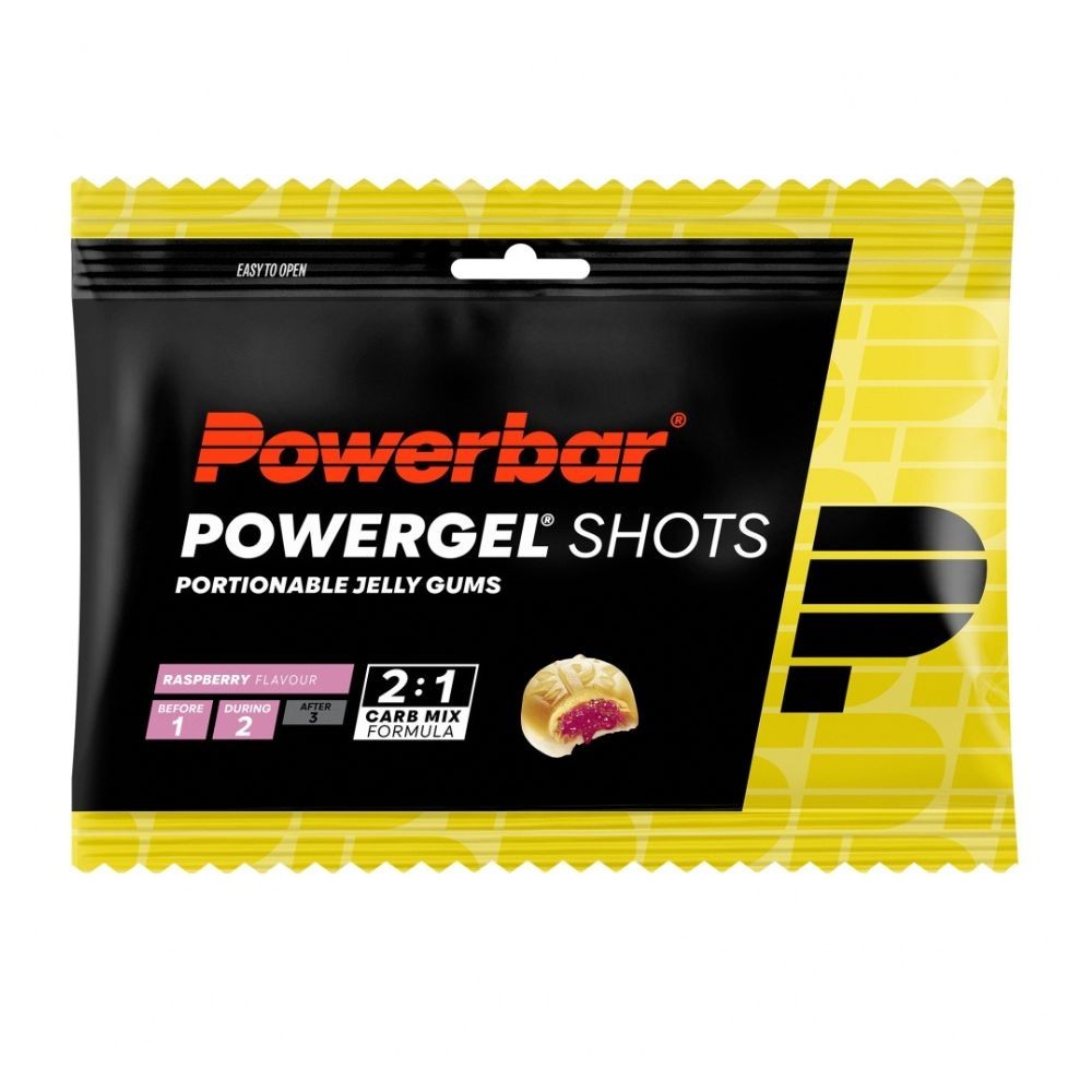 Bonbons PowerBar PowerGel Shots Framboise | Nutrition cyclisme |
