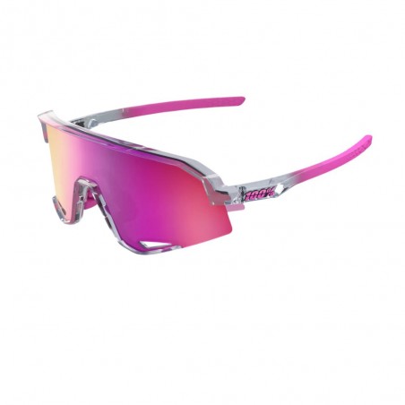 Lunettes 100 % Slendale Verres miroir violet multicouche - Monture gris translucide