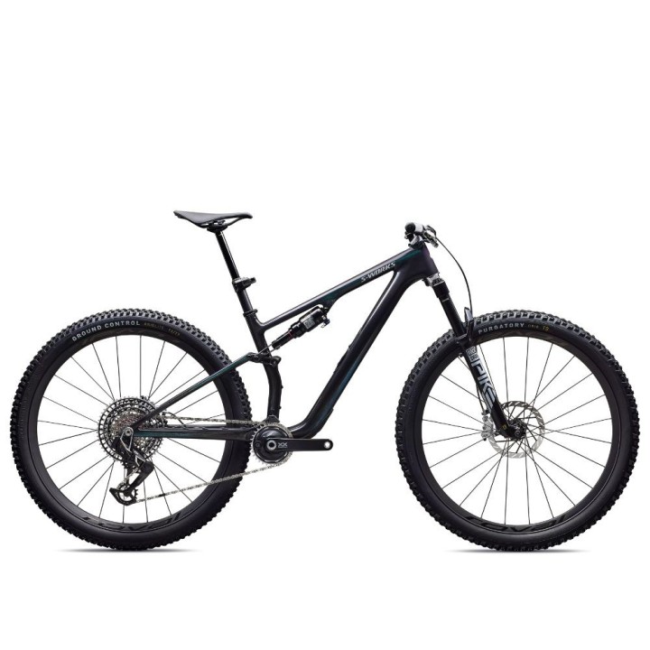 Vélo Specialized S-Works Epic 8 EVO AXS Carbone brillant/Vert à violet Viavi Fade/Métal liquide brossé