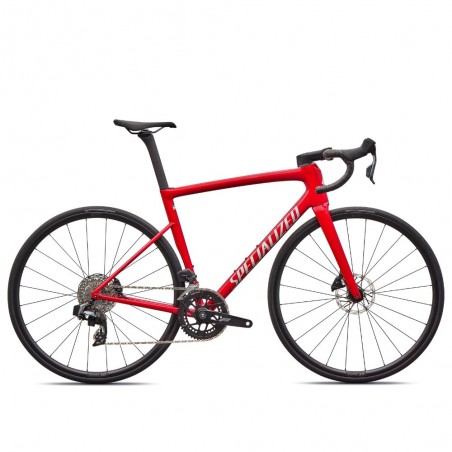Vélo Specialized Tarmac Sl8 Comp Axs Rouge brillant sur argent poudré / Argent poudré