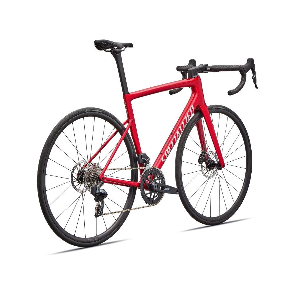 Vélo Specialized Tarmac Sl8 Comp Axs Rouge brillant sur argent poudré / Argent poudré