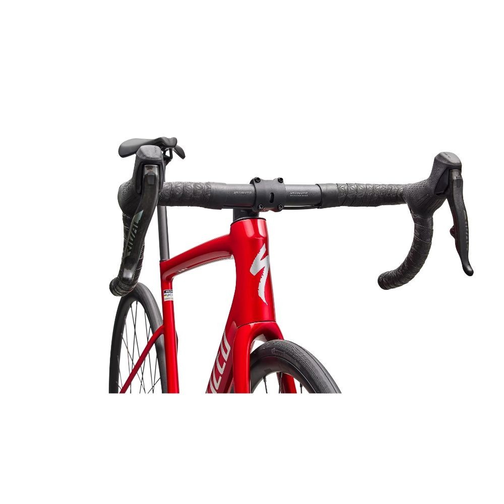Vélo Specialized Tarmac Sl8 Comp Axs Rouge brillant sur argent poudré / Argent poudré