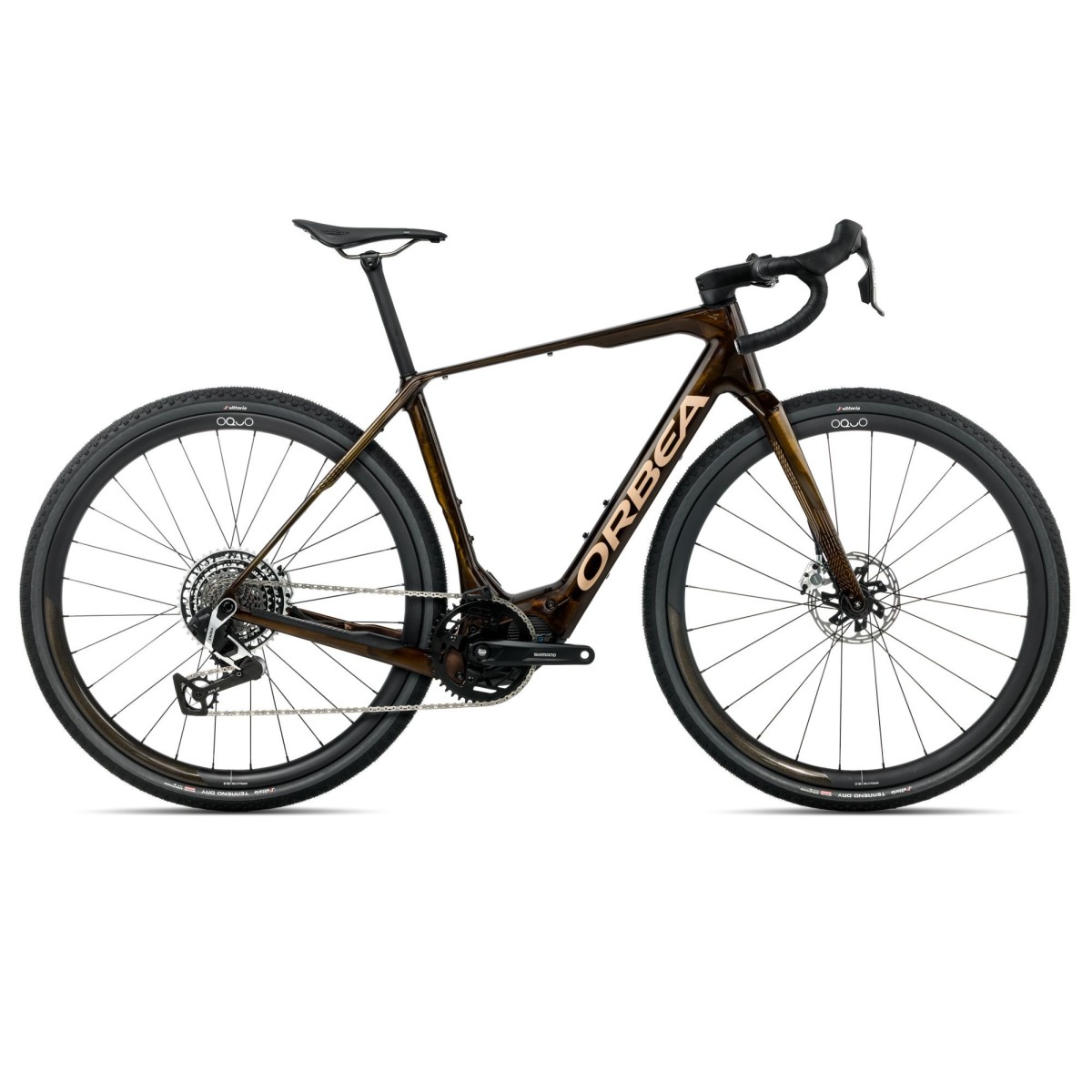 Vélo Orbea Orbea DENNA M11e Caramel Carbon View - Golden Sand (Gloss) 2026