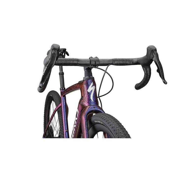 Vélo Specialized S-Works Turbo Creo 2 Carbone brillant / Rouge à bleu nacré Strata / Argent liquide satiné 2025