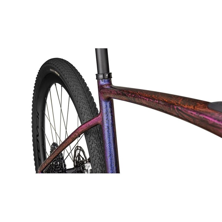 Vélo Specialized S-Works Turbo Creo 2 Carbone brillant / Rouge à bleu nacré Strata / Argent liquide satiné 2025