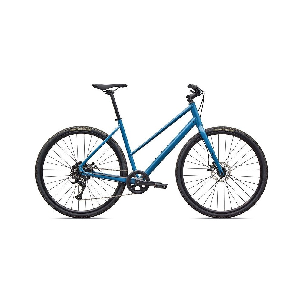 Vélo Specialized Sirrus X 1.0 à cadre ouvert, gris satiné et bleu / bleu métallisé givré réfléchissant 2026