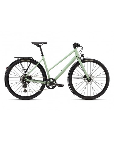 Vélo Specialized Sirrus X 2.0 à cadre ouvert, couleur pistache satinée / dolomite métallisé givré réfléchissant 2026