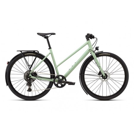 Vélo Specialized Sirrus X 2.0 à cadre ouvert, couleur pistache satinée / dolomite métallisé givré réfléchissant 2026