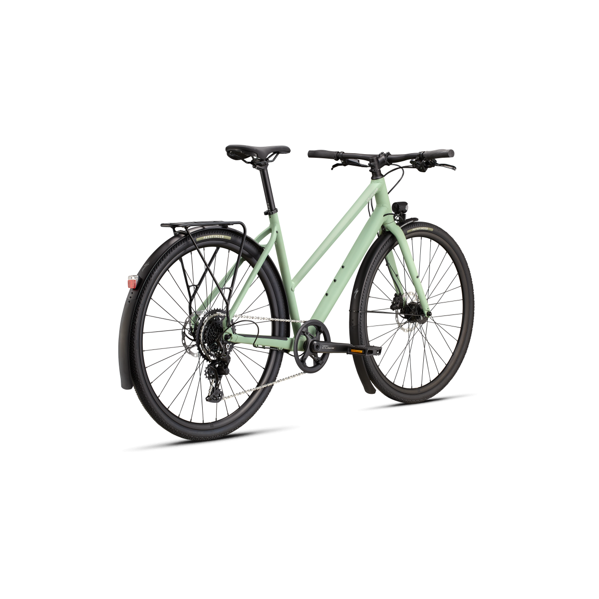 Vélo Specialized Sirrus X 2.0 à cadre ouvert, couleur pistache satinée / dolomite métallisé givré réfléchissant 2026