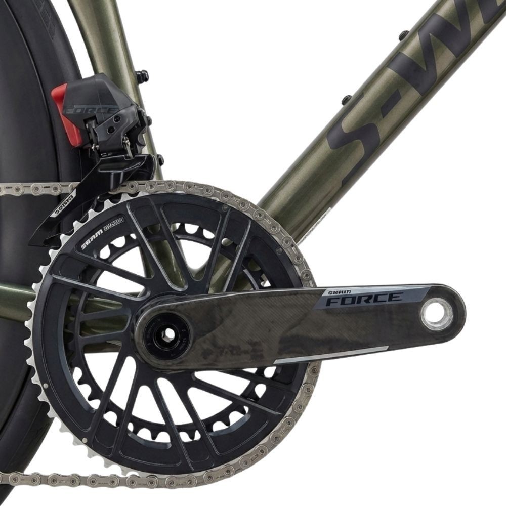Vélo Specialized S-Works Tarmac SL8 Force AXS E1, couleur « Gloss Cypress Metallic », avec roues Dtswiss ARC1100