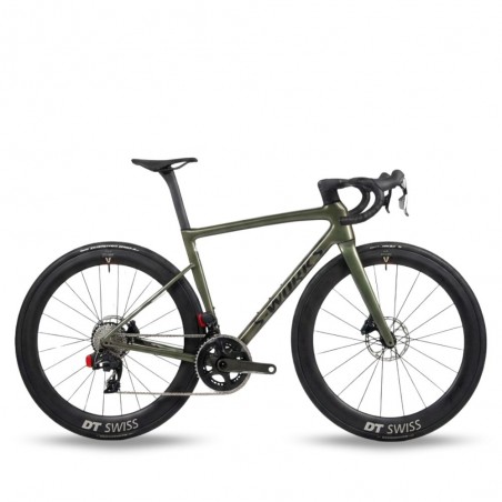 Vélo Specialized S-Works Tarmac SL8 Force AXS E1, couleur « Gloss Cypress Metallic », avec roues Dtswiss ARC1100