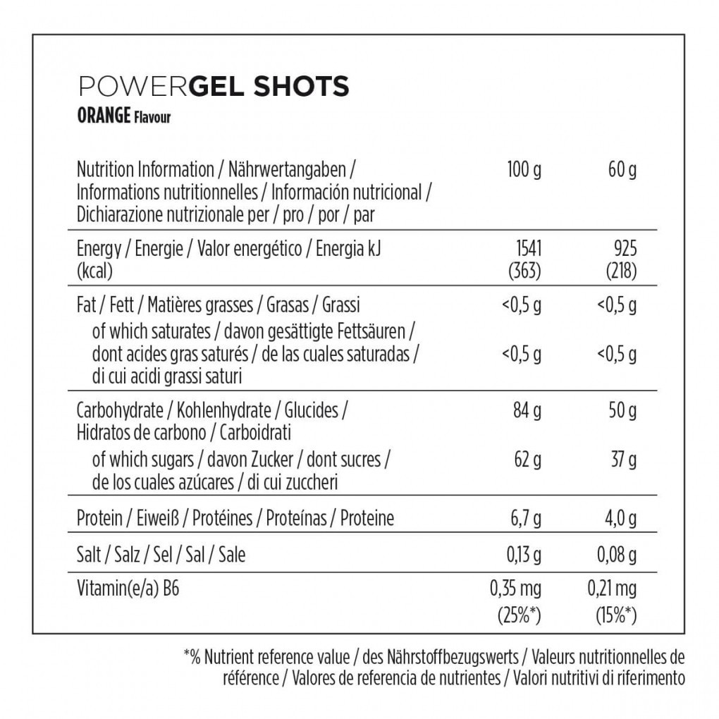 Gominolas PowerBar PowerGel Shots Orange | Nutrition cyclisme |