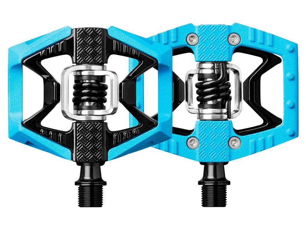 Pédales Crank Brothers double shot 2 light blue & black / black spring