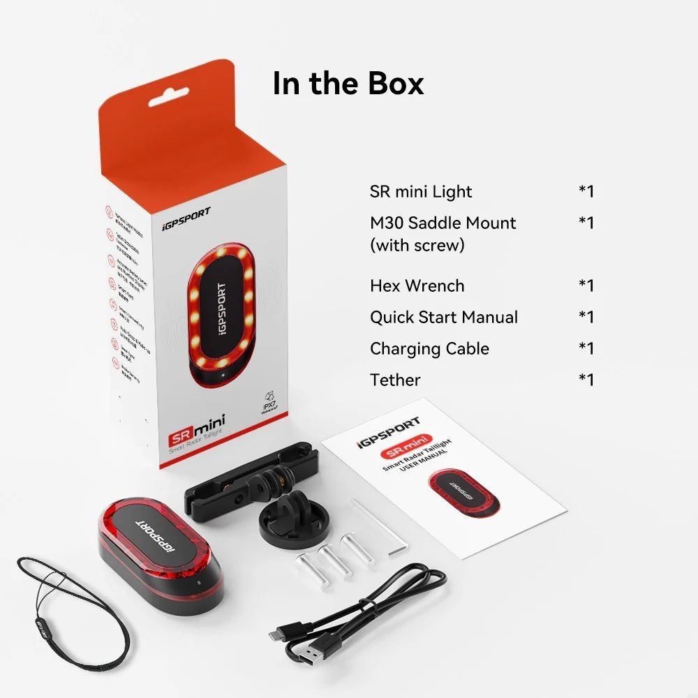 Lumière arrière Igpsport avec radar SR-Mini