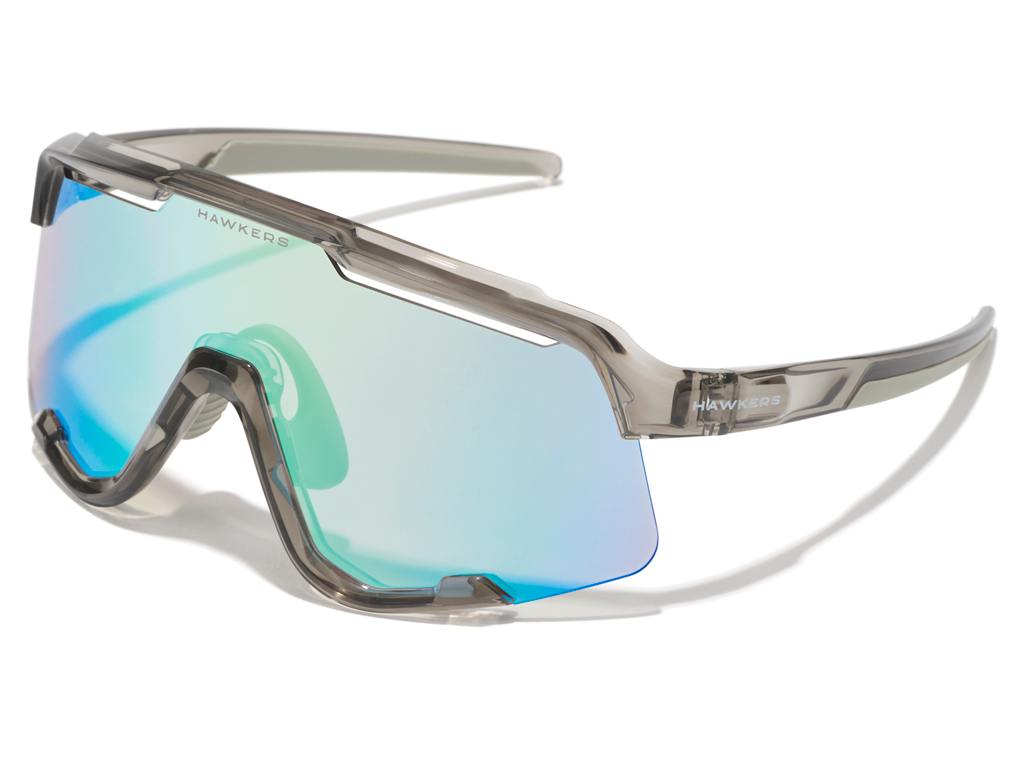 Lunettes Hawkers Power Gris transparent brillant - Photochromiques marron/bleu