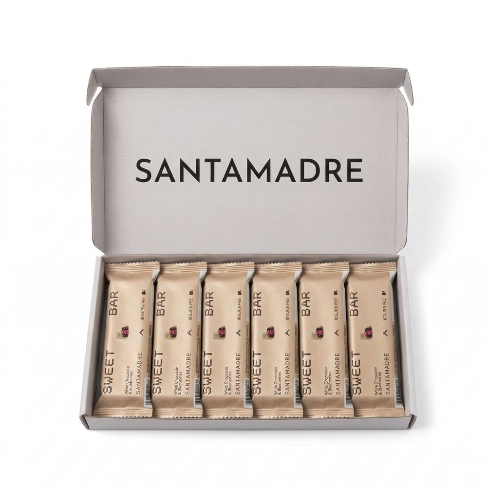 Boîte de barres Santa Madre Sweet Bar au chocolat blanc et aux airelles rouges 36 x 60 g