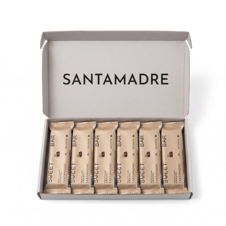 Caja de Barritas Santa Madre Sweet Bar chocolate blanco y arándano rojo 36 x 60G
