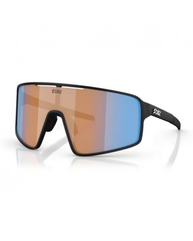 Lunettes Bliz P001 Noir mat/Corail/Orange à verres miroirs bleus