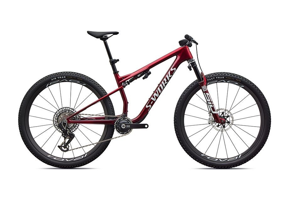 Bicicleta Specialized S-Works Epic 9 Gloss Red Tint Over Red Reflex Pearl Edge Fade/Metallic White Silver