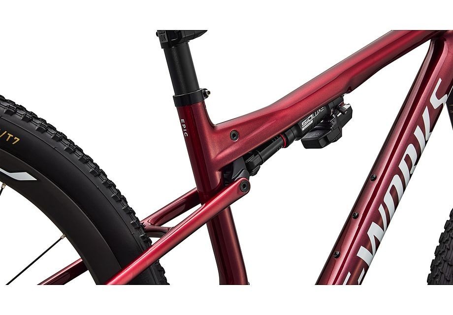 Bicicleta Specialized S-Works Epic 9 Gloss Red Tint Over Red Reflex Pearl Edge Fade/Metallic White Silver
