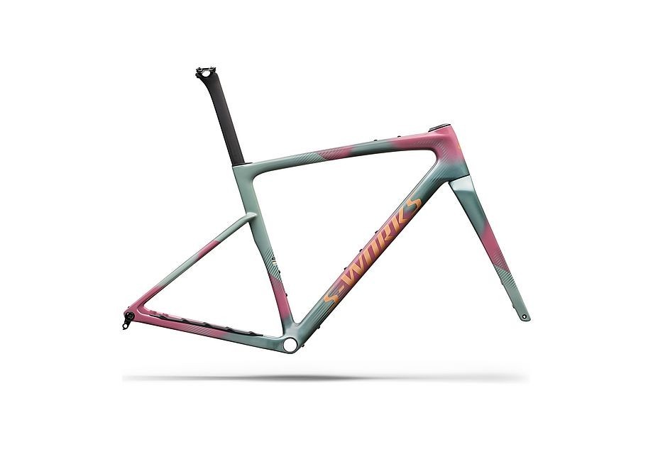 Cadre Specialized S-Works Crux 5 couleur Agave Grey/Photon Tint sur fond Silver Dust