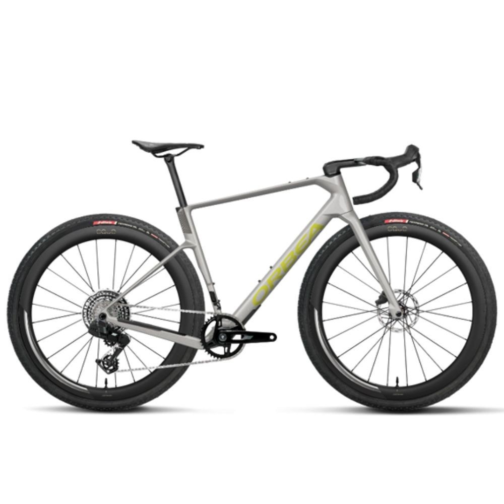 Vélo Orbea Terra Race M31Eltd 1X Custom, couleur Argent métallisé étincelant/Anthracite pailleté