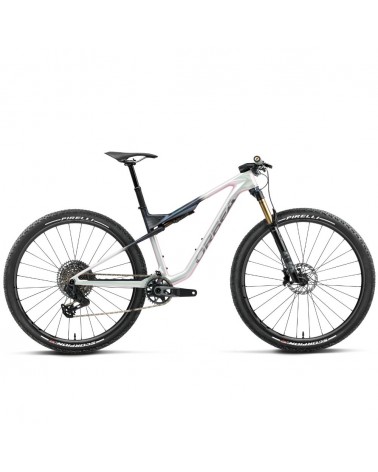 Vélo Orbea OIZ M-TEAM AXS Iris White - Finition Seaweed Carbon (brillant)