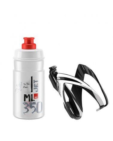 Kit Elite porte-bidon Ceo + bidon Jet 350 ml transparent/rouge