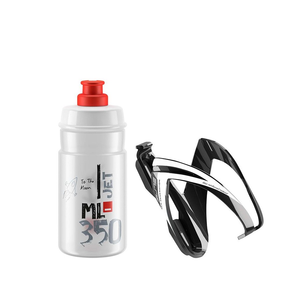 Kit Elite porte-bidon Ceo + bidon Jet 350 ml transparent/rouge
