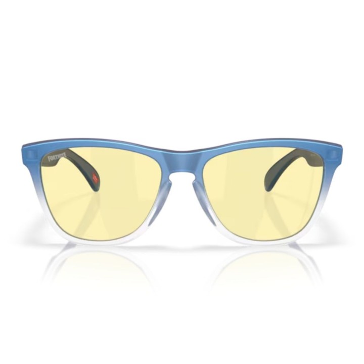 Lunettes Oakley Frogskins x Fortnite : verres Prizm Gaming 2.0 / monture cyan mat / bleu / dégradé transparent