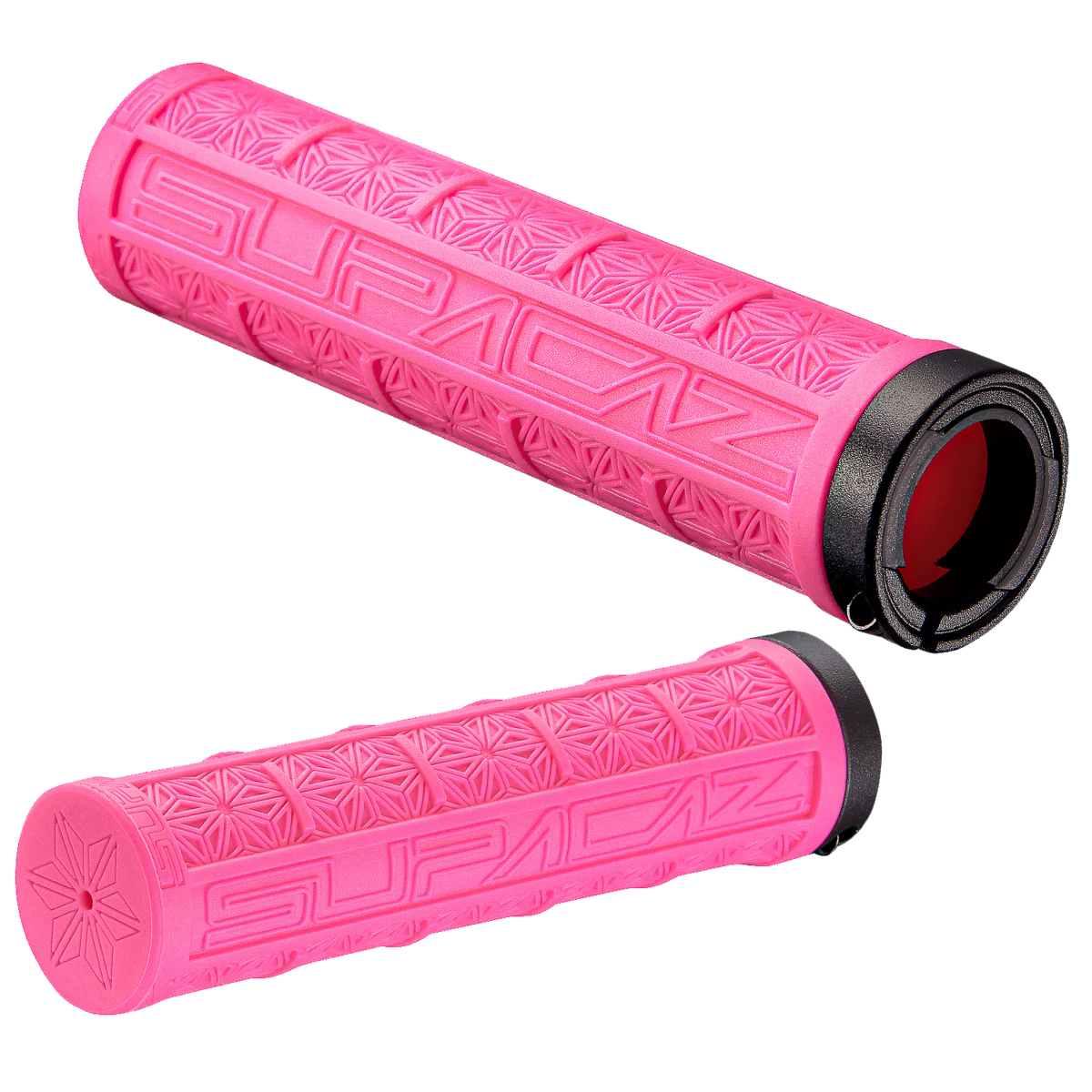 Poignées Supacaz Lock-On Grizips Rose Néon