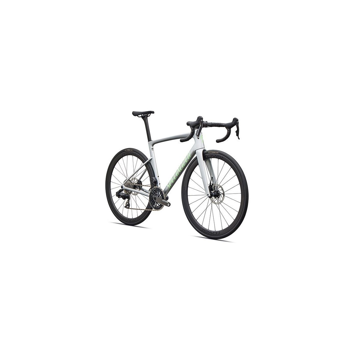 Vélo Specialized Tarmac SL9 Expert SRAM Force AXS, couleur « Gloss Silver Dust / Powder Lime