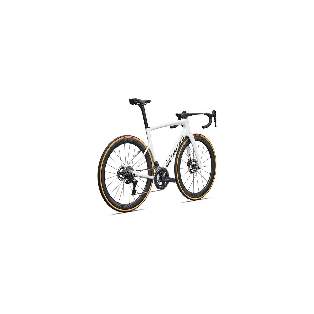 Vélo Specialized Tarmac SL9 S-Level : Shimano Dura-Ace Di2, blanc brillant et argent métallisé / Tarmac noir