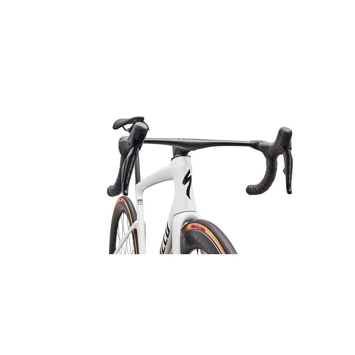 Vélo Specialized Tarmac SL9 S-Level : Shimano Dura-Ace Di2, blanc brillant et argent métallisé / Tarmac noir