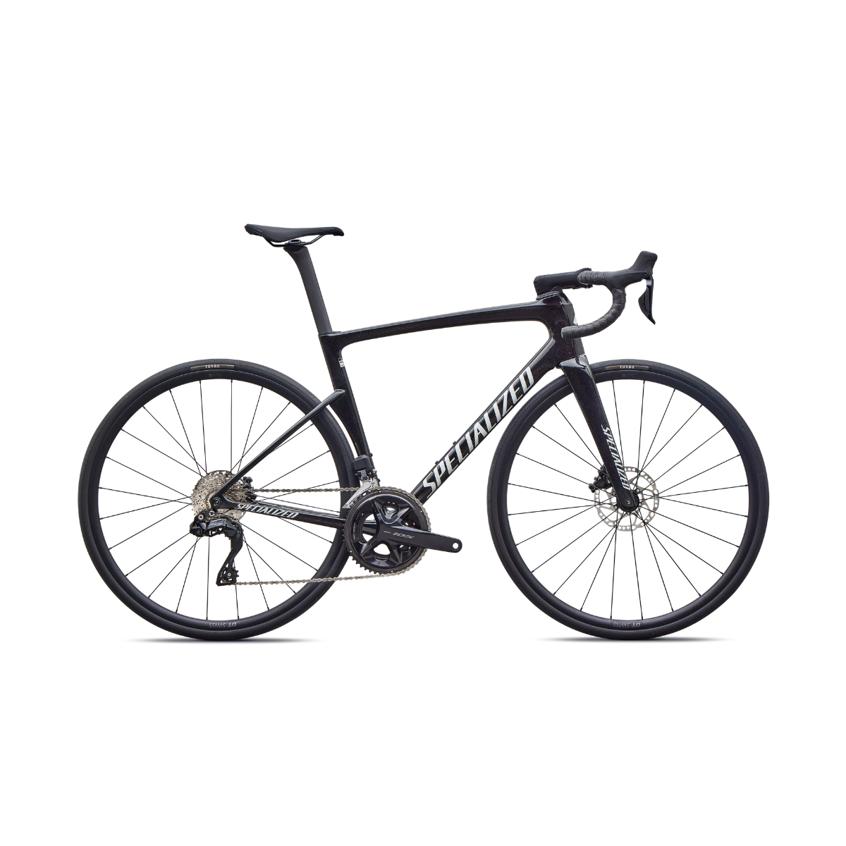 Vélo Specialized Tarmac SL9 Comp Shimano 105 Di2, couleur Gloss Charcoal Tint /Dolomite Metallic