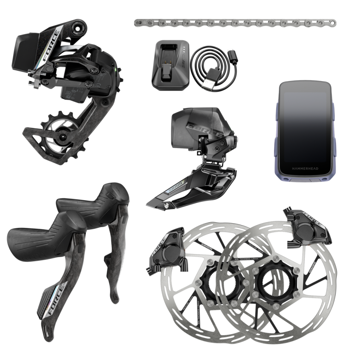 Kit Groupe Sram Force AXS E1 2x12 + Hammerhead Karoo