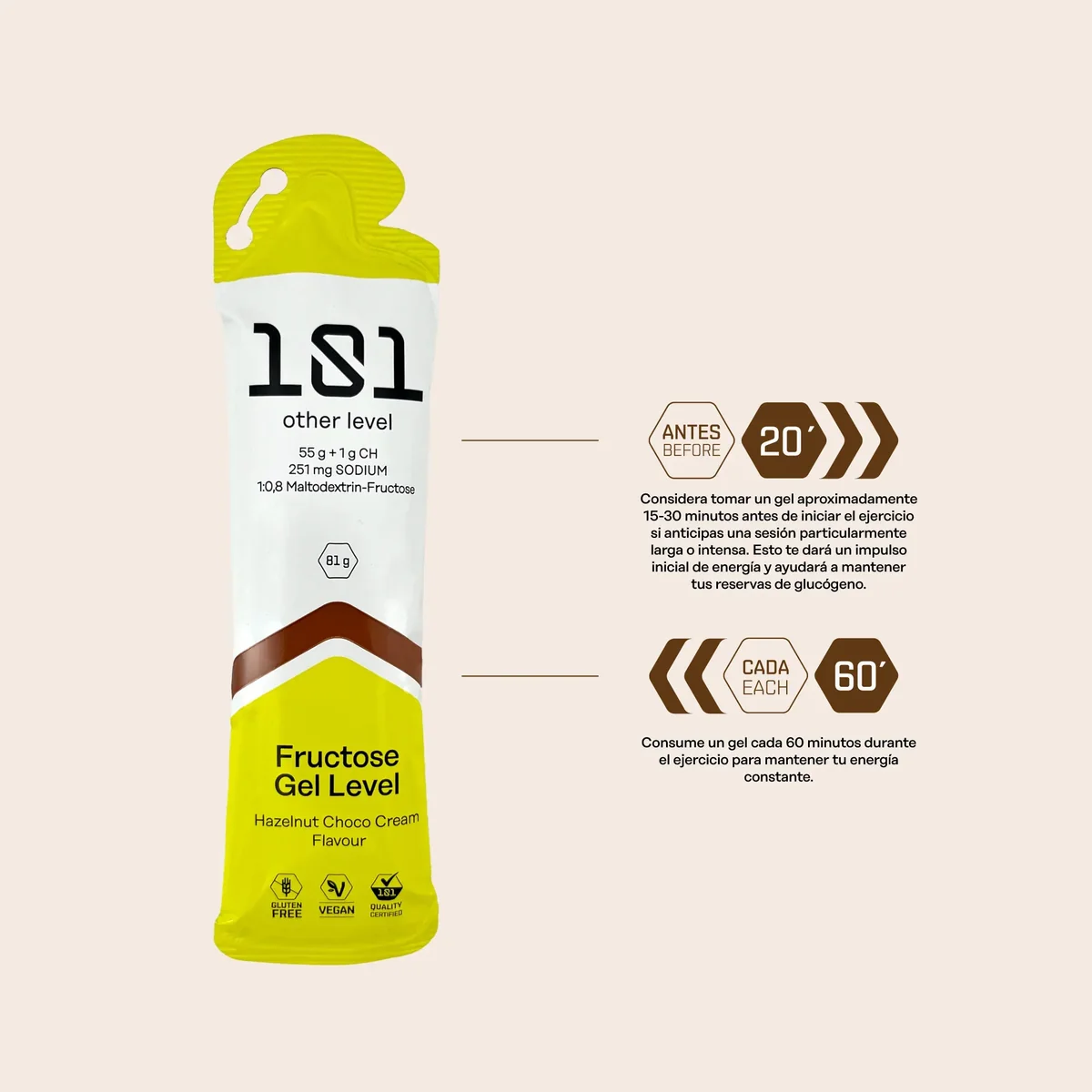 Gel Energético 101 Other Level Fructose Gel Level Crema de Chocolate 81 g | Terrabike