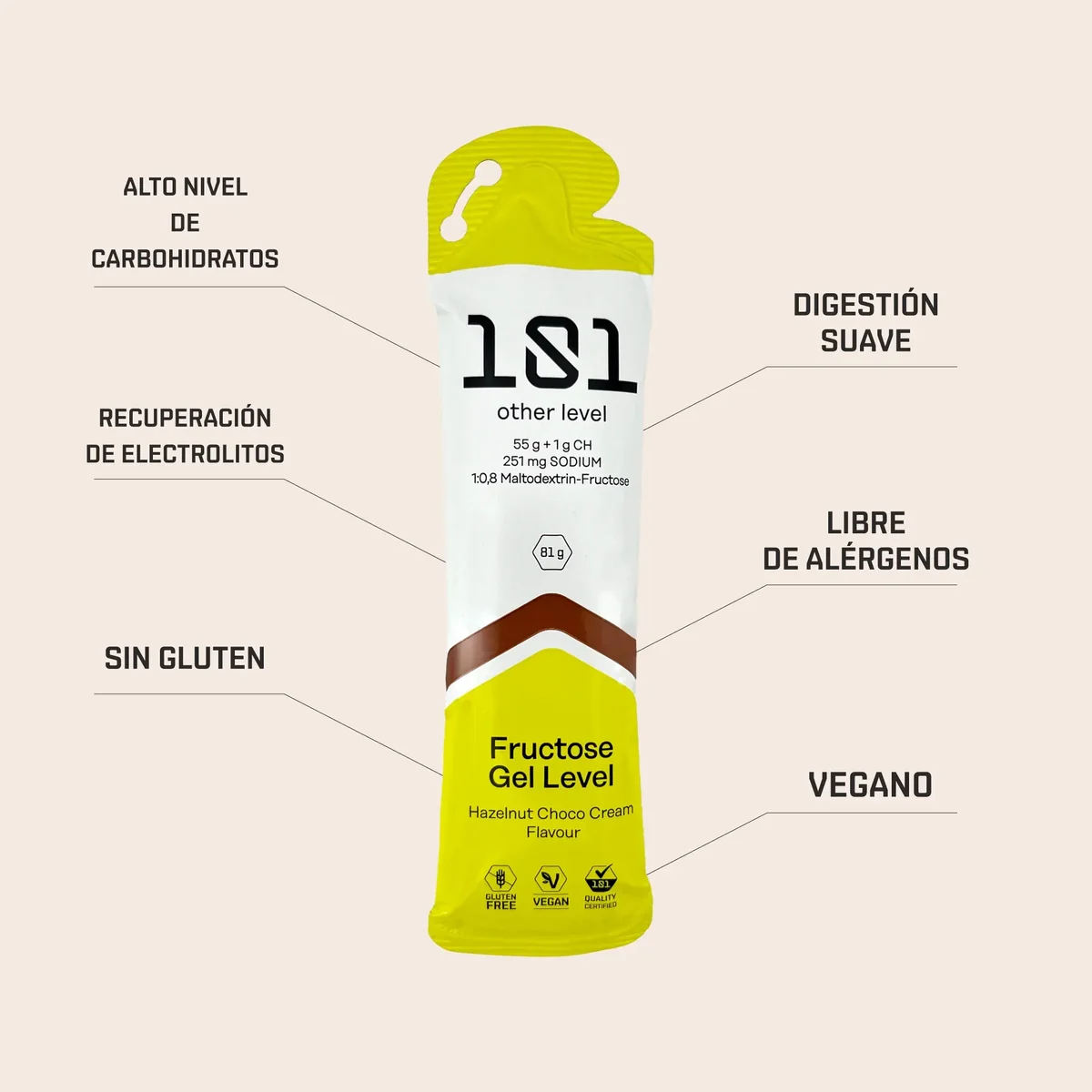 Gel Énergétique 101 Other Level Fructose Gel Level Crème de Chocolat 81 g | Terrabike