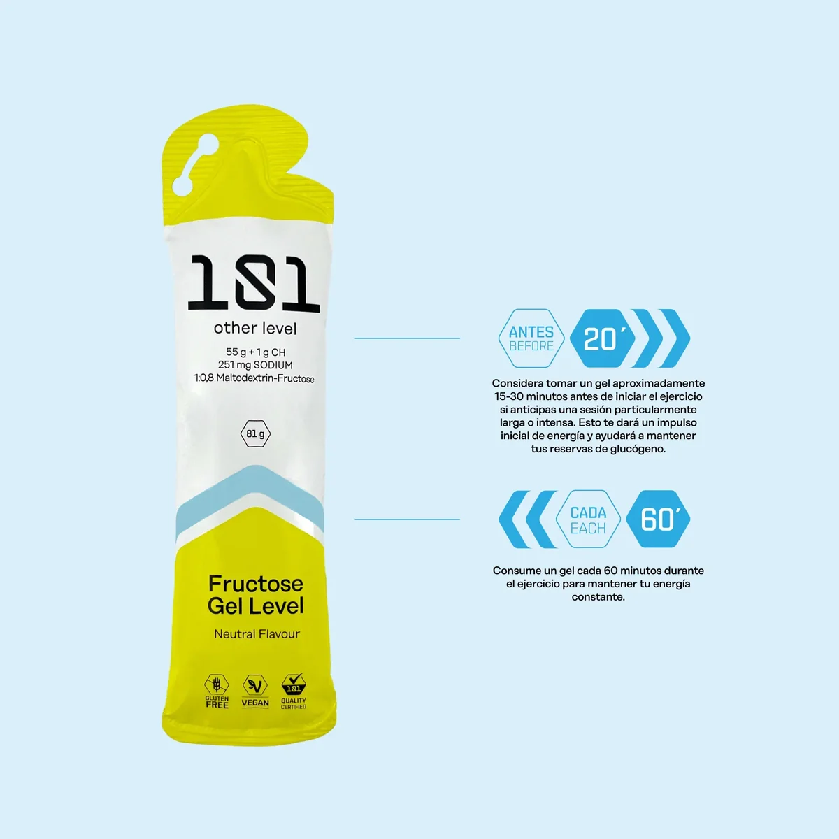 Gel Énergétique 101 Other Level Fructose Gel Level Neutre 81 g | Terrabike