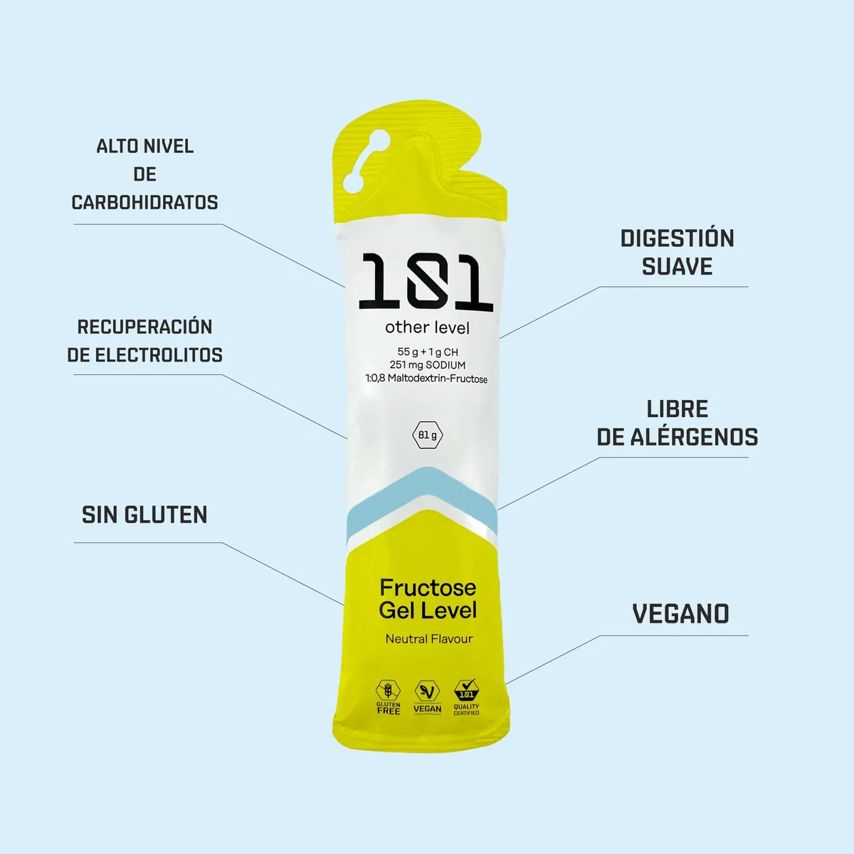Gel Énergétique 101 Other Level Fructose Gel Level Neutre 81 g | Terrabike