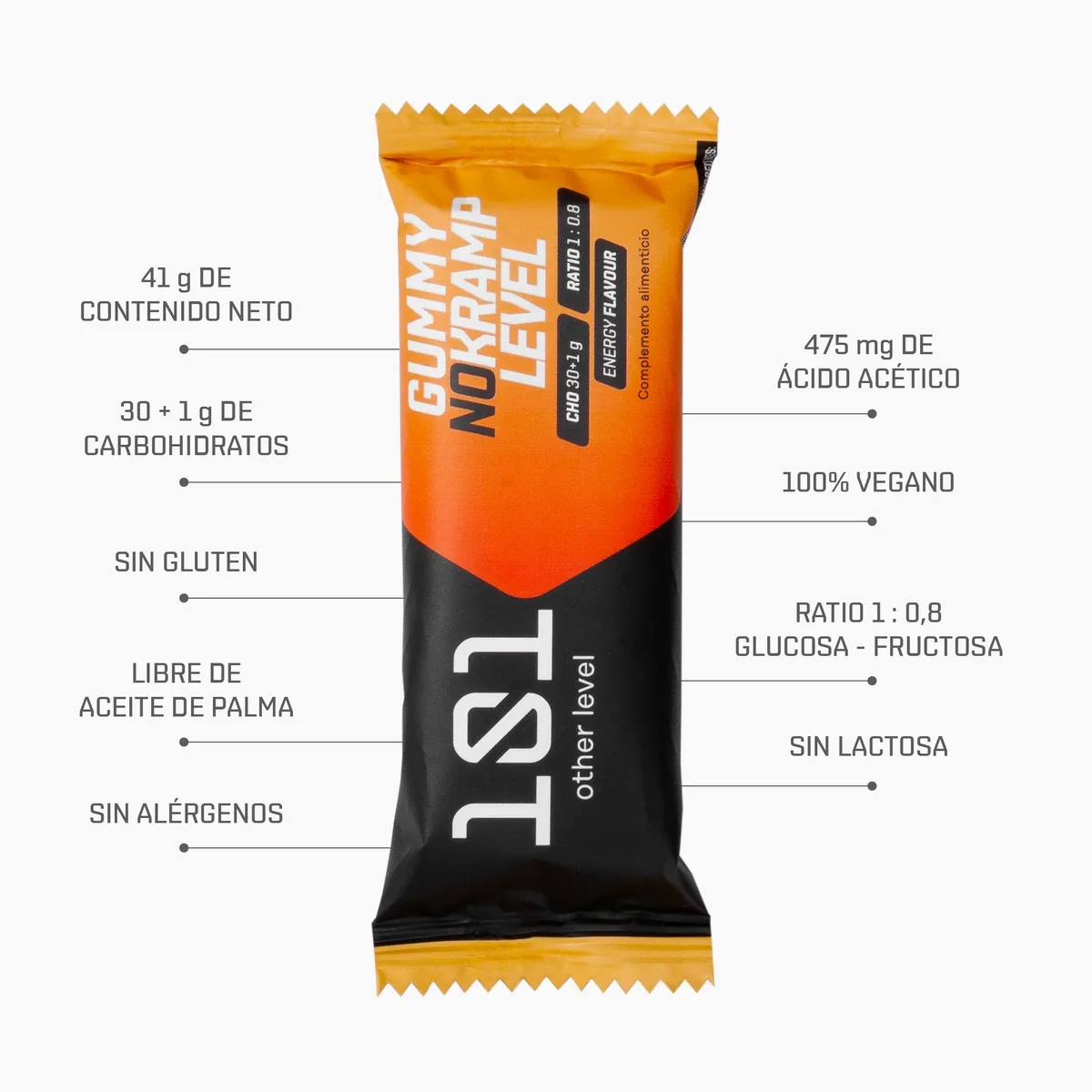 Barre Gummy Anti-Crampes 101 Other Level Gummy No-Kramp Level Energy 41 g | Terrabike